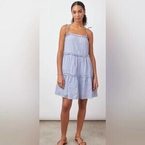 RAILS Caralyn Lighthouse Stripe Tiered Cotton Sundress Blue White- Size Large